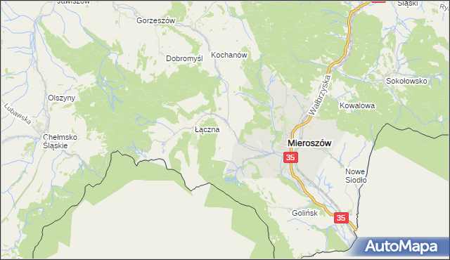 mapa Różana gmina Mieroszów, Różana gmina Mieroszów na mapie Targeo