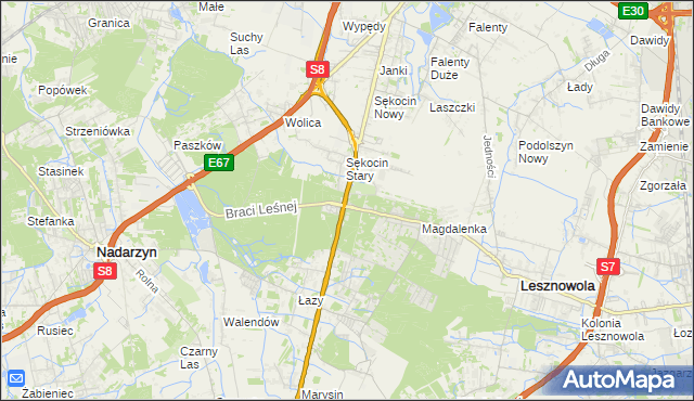 mapa Sękocin-Las, Sękocin-Las na mapie Targeo