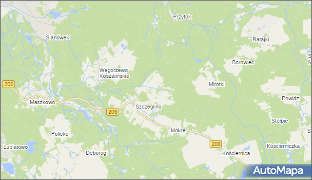 mapa Szczeglino Nowe, Szczeglino Nowe na mapie Targeo