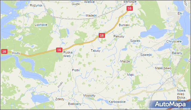 mapa Talusy Osada, Talusy Osada na mapie Targeo