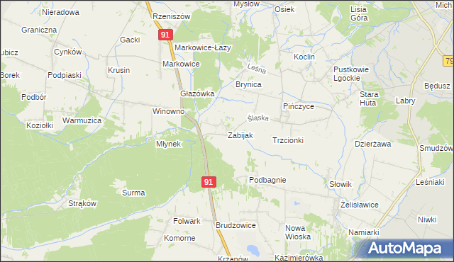 mapa Zabijak gmina Koziegłowy, Zabijak gmina Koziegłowy na mapie Targeo