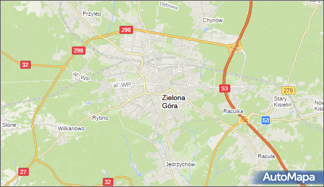 mapa Zielona Góra, Zielona Góra na mapie Targeo