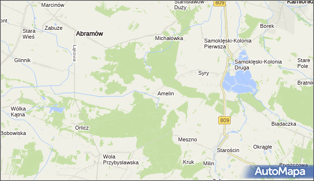 mapa Amelin gmina Kamionka, Amelin gmina Kamionka na mapie Targeo