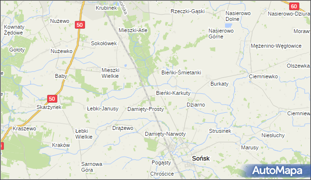 mapa Bieńki-Karkuty, Bieńki-Karkuty na mapie Targeo