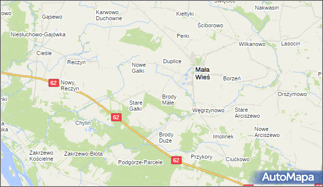 mapa Brody Małe gmina Mała Wieś, Brody Małe gmina Mała Wieś na mapie Targeo