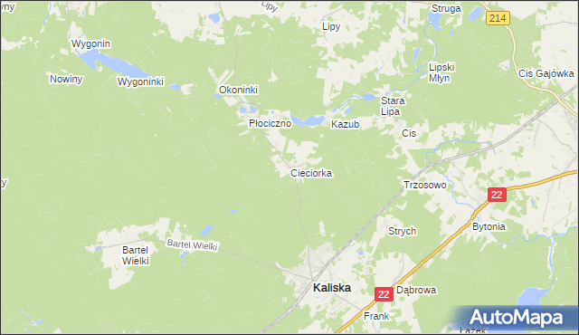 mapa Cieciorka, Cieciorka na mapie Targeo