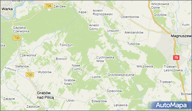 mapa Cychrowska Wola, Cychrowska Wola na mapie Targeo