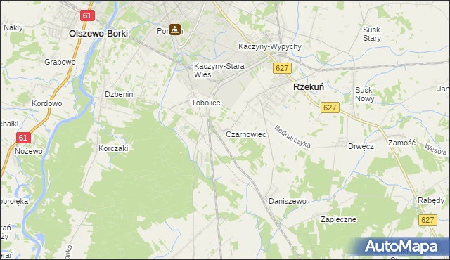 mapa Czarnowiec gmina Rzekuń, Czarnowiec gmina Rzekuń na mapie Targeo