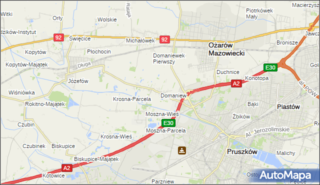 mapa Domaniew gmina Brwinów, Domaniew gmina Brwinów na mapie Targeo