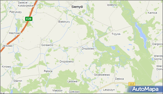 mapa Drozdowo gmina Rymań, Drozdowo gmina Rymań na mapie Targeo