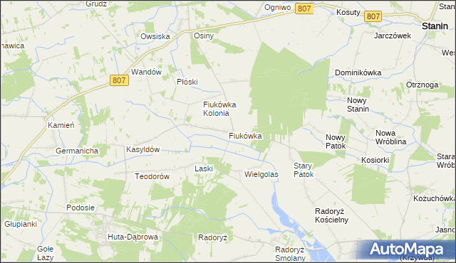 mapa Fiukówka gmina Krzywda, Fiukówka gmina Krzywda na mapie Targeo