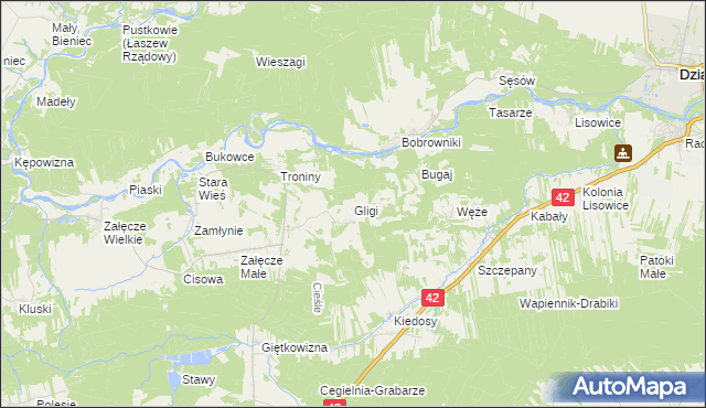 mapa Gligi, Gligi na mapie Targeo
