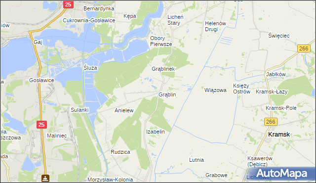 mapa Grąblin, Grąblin na mapie Targeo