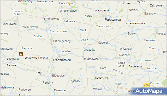 mapa Gruszów gmina Pałecznica, Gruszów gmina Pałecznica na mapie Targeo