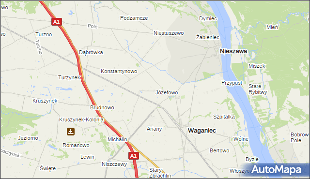 mapa Józefowo gmina Waganiec, Józefowo gmina Waganiec na mapie Targeo