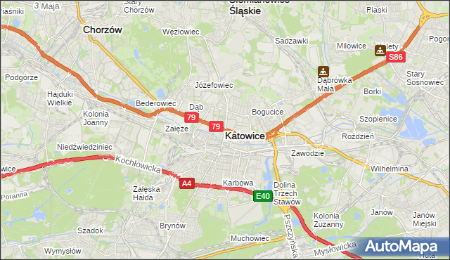 mapa Katowic, Katowice na mapie Targeo