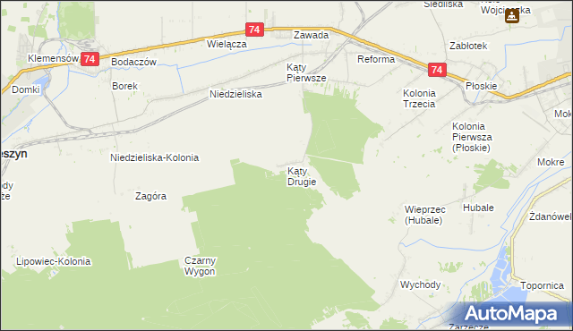 mapa Kąty Drugie, Kąty Drugie na mapie Targeo