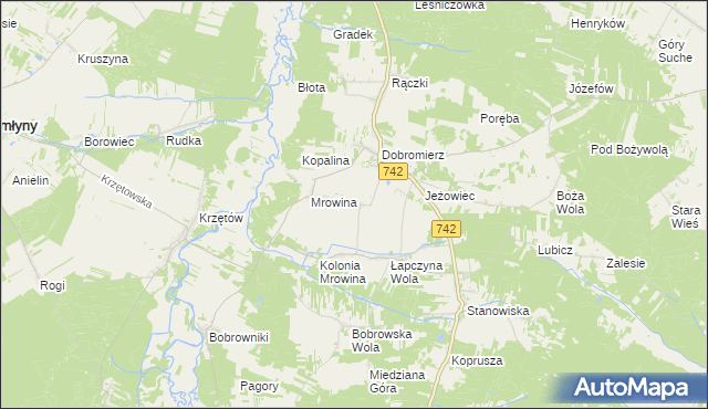 mapa Kolonia Łapczyna Wola, Kolonia Łapczyna Wola na mapie Targeo