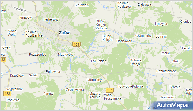 mapa Kolonia Łobudzice, Kolonia Łobudzice na mapie Targeo