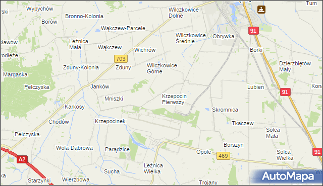 mapa Krzepocin Pierwszy, Krzepocin Pierwszy na mapie Targeo
