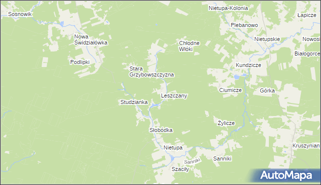 mapa Leszczany gmina Krynki, Leszczany gmina Krynki na mapie Targeo