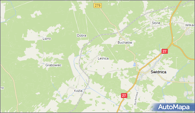 mapa Letnica, Letnica na mapie Targeo