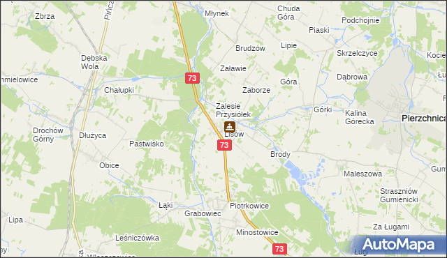 mapa Lisów gmina Morawica, Lisów gmina Morawica na mapie Targeo