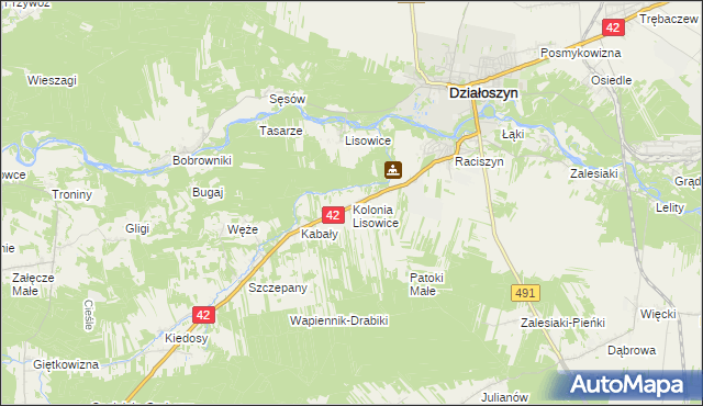 mapa Lisowice-Kolonia, Lisowice-Kolonia na mapie Targeo