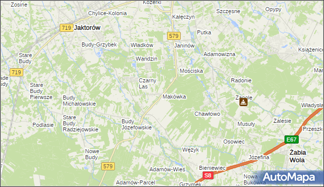 mapa Makówka gmina Grodzisk Mazowiecki, Makówka gmina Grodzisk Mazowiecki na mapie Targeo