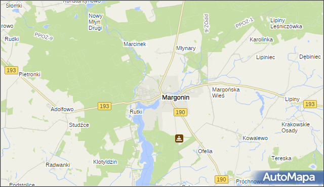 mapa Margonin, Margonin na mapie Targeo