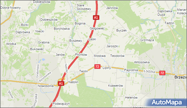 mapa Moskwa gmina Nowosolna, Moskwa gmina Nowosolna na mapie Targeo