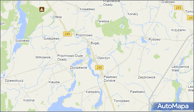 mapa Oporzyn, Oporzyn na mapie Targeo