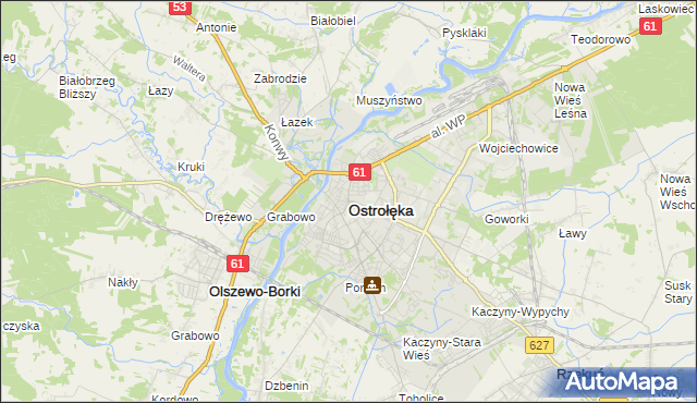 mapa Ostrołęka, Ostrołęka na mapie Targeo