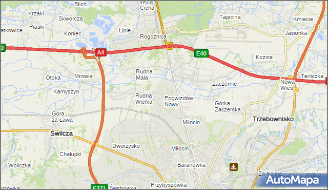 mapa Pogwizdów Nowy, Pogwizdów Nowy na mapie Targeo