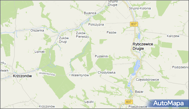 mapa Pustelnik gmina Krzczonów, Pustelnik gmina Krzczonów na mapie Targeo