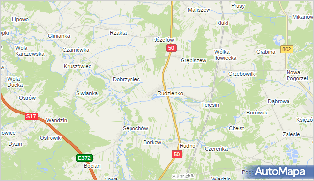 mapa Rudzienko gmina Kołbiel, Rudzienko gmina Kołbiel na mapie Targeo