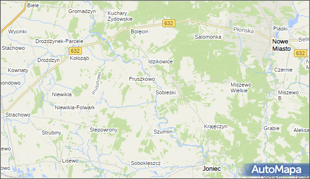 mapa Sobieski gmina Joniec, Sobieski gmina Joniec na mapie Targeo