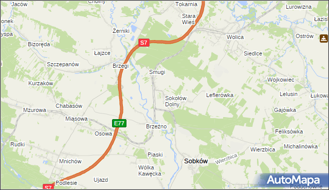 mapa Sokołów Dolny, Sokołów Dolny na mapie Targeo