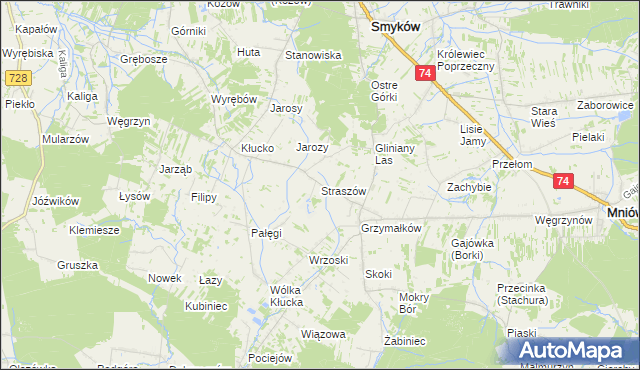 mapa Straszów gmina Mniów, Straszów gmina Mniów na mapie Targeo