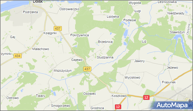 mapa Studzianna gmina Borek Wielkopolski, Studzianna gmina Borek Wielkopolski na mapie Targeo