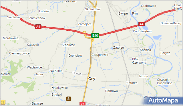 mapa Zadąbrowie gmina Orły, Zadąbrowie gmina Orły na mapie Targeo