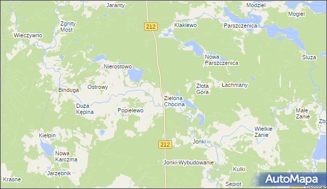 mapa Zielona Chocina, Zielona Chocina na mapie Targeo