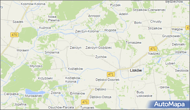 mapa Żychów, Żychów na mapie Targeo