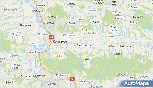 mapa Bieździedza, Bieździedza na mapie Targeo