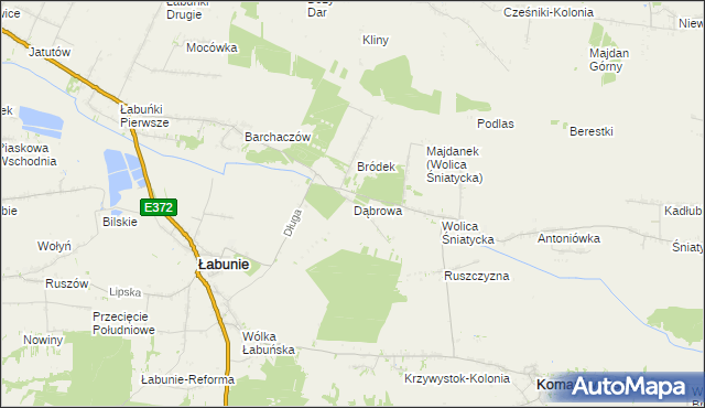 mapa Dąbrowa gmina Łabunie, Dąbrowa gmina Łabunie na mapie Targeo
