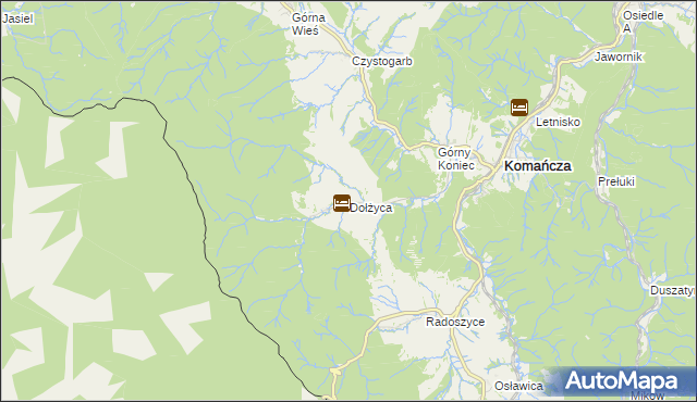 mapa Dołżyca gmina Komańcza, Dołżyca gmina Komańcza na mapie Targeo