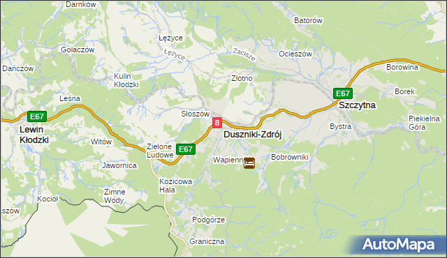 mapa Duszniki-Zdrój, Duszniki-Zdrój na mapie Targeo