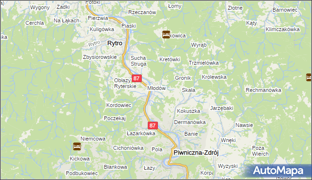 mapa Głębokie gmina Piwniczna-Zdrój, Głębokie gmina Piwniczna-Zdrój na mapie Targeo