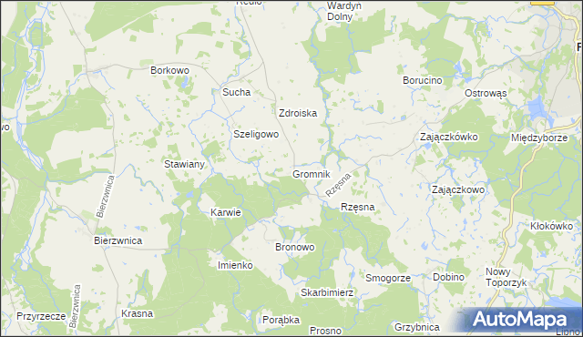 mapa Gromnik gmina Połczyn-Zdrój, Gromnik gmina Połczyn-Zdrój na mapie Targeo