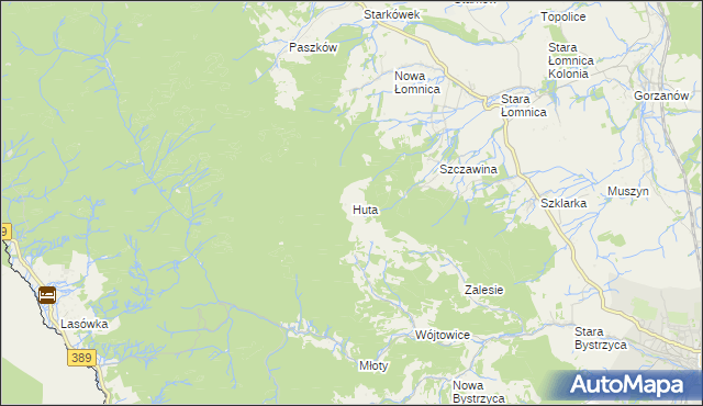 mapa Huta gmina Bystrzyca Kłodzka, Huta gmina Bystrzyca Kłodzka na mapie Targeo